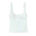 Close-up of a white sleeveless top featuring elegant bow-tie shoulder strap details - XS / Pure White