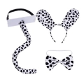 Dalmatian costume set with spotted ears headband, bow tie and long tail accessories - Dalmatian 3-Piece Set Long Tail