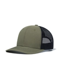 Olive green and black mesh trucker hat with curved brim for sun protection - Adjustable / Light Army Green + Black Mesh
