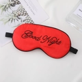 Red faux silk sleep mask with Good Night embroidery and adjustable elastic strap - Red