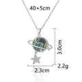 Elegant silver titanium necklace with colorful shell planet pendant and adjustable chain - Silver Star Planet Necklace