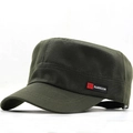 Army green vintage flat top military cap with cotton fabric and FS Fashion embroidery - Army Green