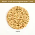 Set de table rond de 35cm en jacinthe d'eau tressée avec texture naturelle - Décoration Murale en Herbe de Gourde 35CM
