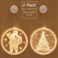 Set of two LED Christmas suction cup lights with Santa and tree designs in warm white - Santa + Christmas Tree Set / Battery Included