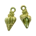 Vintage gold shell pendant alloy ocean charm for DIY jewelry making accessories - Conch / Green