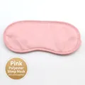 Pink polyester blackout sleep eye mask with elastic strap and white stitched edges - Polyester / Polyester Trimmed Style / No Packaging / Pink