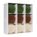 Set di 9 palline di Natale floccate in verde, marrone e crema per l'albero, 8 cm - Stile 10 (Verde Scuro/Marrone/Bianco Sporco)