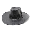 Black western cowboy hat featuring vintage leaf embossed leather and woven trim decoration - M(56-58cm) / Black