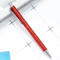 Metallic retractable ballpoint pen with vibrant red glitter finish and silver clip - Bright Red (Silver Parts)
