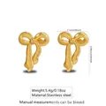 Gold stainless steel bow earrings with ribbon texture, 2.1cm width, 5.4g weight - Stainless Steel Ribbon Bow Earrings
