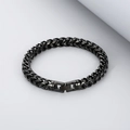 Pulsera punk para hombre de acero inoxidable negro con cadena de quilla y broche - 8mm / Negro (KB169615-KFC)