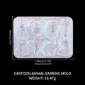 Silicone animal jewelry mold with 8 shapes for DIY resin earrings and pendants - Cartoon Animal Earring Mold ED#22 / Translucent White