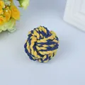 Blue and yellow woven cotton rope ball toy for dogs, durable knotted texture for chewing - 5.5-6cm 50g / Blue and Yellow