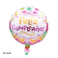 18 inch round Feliz Cumpleaños foil balloon with colorful polka dots and wave patterns - 18 Inch Spanish Happy Birthday - Colorful Polka Dots