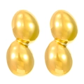 Elegant gold double organic bean stud earrings with polished stainless steel mirror finish - 18k Gold Plated Peanut 9583