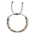 Adjustable natural stone bead bracelet with tiger eye beads and golden metal spacers - Tiger Eye/Black/Green Stone Combo-Black Cord-Single Bracelet