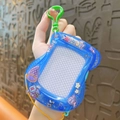 Mini-Magnet-Zeichentafel Schlüsselanhänger in Transparent Blau mit Stickern - Blau