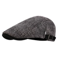 Retro corduroy newsboy cap with classic textured fabric and side metal buckle detail - Adjustable / Black