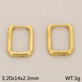 Orecchini a cerchio rettangolari dorati in acciaio inossidabile 20x14x2,3mm - Rettangolo Minimalista (Oro/KE113994-KFC)