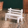 Miniature white wooden park bench for micro landscape decor, 10.5x5.5x7cm size model - White Slatted Chair