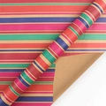 Vibrant multi-colored striped kraft wrapping paper roll for birthday gifts and DIY - Rainbow Striped / 44X100CM