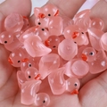 Pink translucent resin cartoon duck figurines for DIY crafts and micro landscapes - Peach