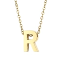 Golden stainless steel letter R pendant necklace with fine chain on white background - Letter R(KN234008-Z)