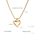 Details zur goldenen Herz-Halskette mit Angaben zu Kettenlänge und Anhängermaßen - Goldener Stil mit hohlem Herzanhänger (HC-N40209)