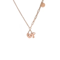 18k rose gold asymmetrical heart lock and key pendant necklace with Good Luck tag - Rose Gold