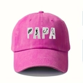 Pink washed cotton baseball cap with PAPA fishing embroidery and adjustable soft top - One Size / Rose Red