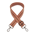 Detail of woven wide shoulder strap with orange-gray patterns and gunmetal hardware - Amber Brown Gray Geometric Pattern (Gunmetal Hardware)