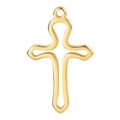 Minimalistischer 18k vergoldeter Edelstahl Hohlkreuz-Anhänger für DIY Schmuck-Halsketten - Gold