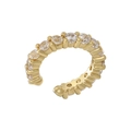 Close-up of gold-plated C-shaped ear cuff featuring micro-pave cubic zirconia crystals - VE694 (1 Pair) / Gold