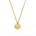 Golden stainless steel necklace featuring a rotating round pendant with letter Q - Letter Q
