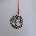 Silver metal Tree of Life pendant ornament with red string for Christmas decoration - Tree of Life