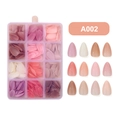 A002 set of almond shaped solid pink press-on nails in a 12-grid organizer box - Pink Series Almond Style (A002)