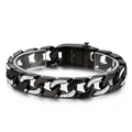 Men's hip hop 316L stainless steel black Cuban link bracelet with sparkling cubic zirconia - Black Style (KB151741-JX)