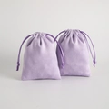 Set of two light purple suede drawstring jewelry pouches for gift packaging and storage - Light Purple