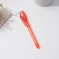 Orange semi-transparent UV invisible ink pen with integrated LED light and switch - Flat Top / Red