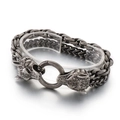 Vintage punk wolf head double-strand braided metal bracelet with ring clasp - Antique Black (KB152517-KFC)