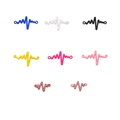 Macro shot of colorful heartbeat charms in various paints and sparkling zircon inlays - 1# 8pcs Set (ECG Series)