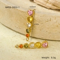 Boucles d'oreilles cœur en zircon coloré plaqué or 18k en acier inoxydable chic - Or