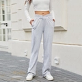 Pantalones de chándal grises con cintura cruzada y diseño acampanado para mujer - S / Gris