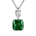 Elegante Halskette mit prinzess-geschliffenem grünem Edelstein und Zirkon auf 925er Silber - Grüner Zirkonia