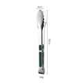 Stainless steel food tongs with green non-slip handle, 29cm length for BBQ and baking - Green Handle Scalloped Tongs - Large