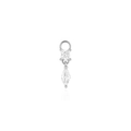 Macro detail of S925 silver earring charm with square and marquise-cut cubic zirconia - Single Piece / Silver - Square & Marquise