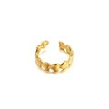 18K gold plated stainless steel open ring with heart pattern design in warm gold - Gold Linked Hearts Open Ring