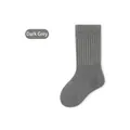 Dark gray ribbed cotton mid-calf socks for kids with elastic cuffs for daily wear - Dark Gray