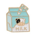 Broche créative en émail en forme de brique de lait avec motif vache bleue - Style Vache Bleue (C1879-2)