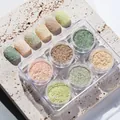 Set di 6 polveri per unghie effetto fibra di legno in tonalità macaron per nail art - Set da 6 Pezzi